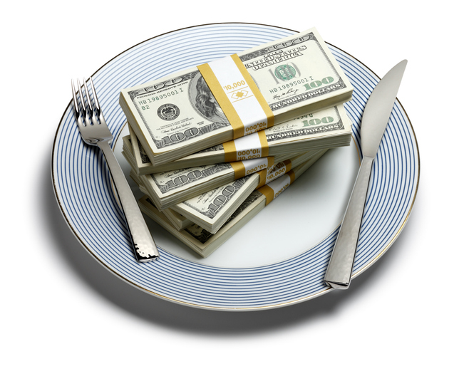 money on a restaurant plate